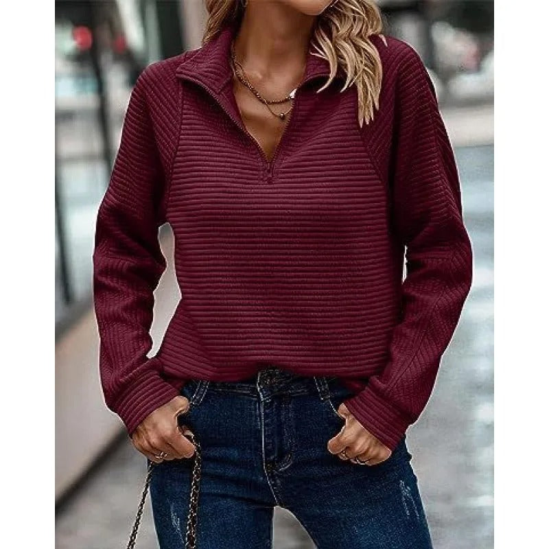 Felpa donna a costine con zip