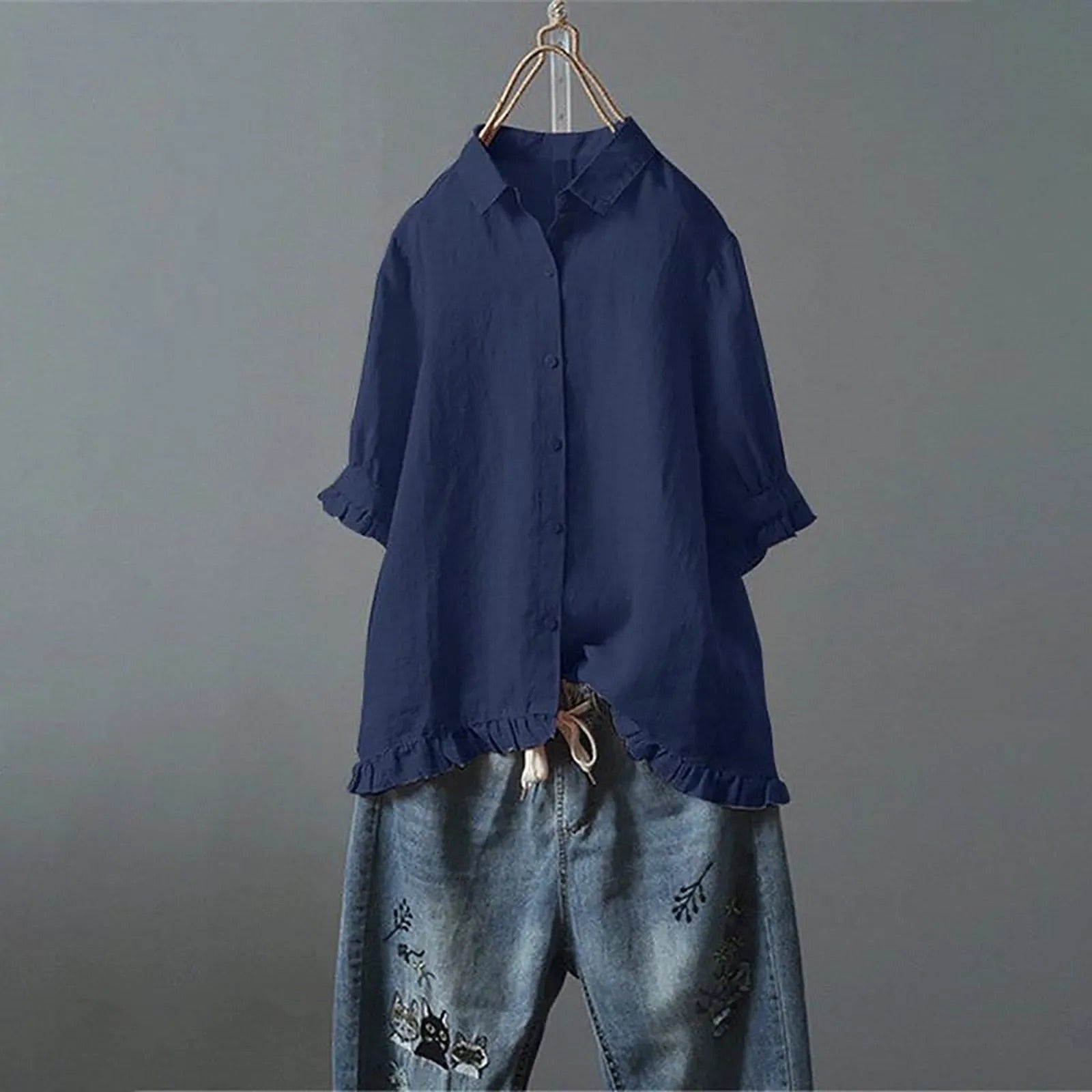 Camicia in Cotone con Volant