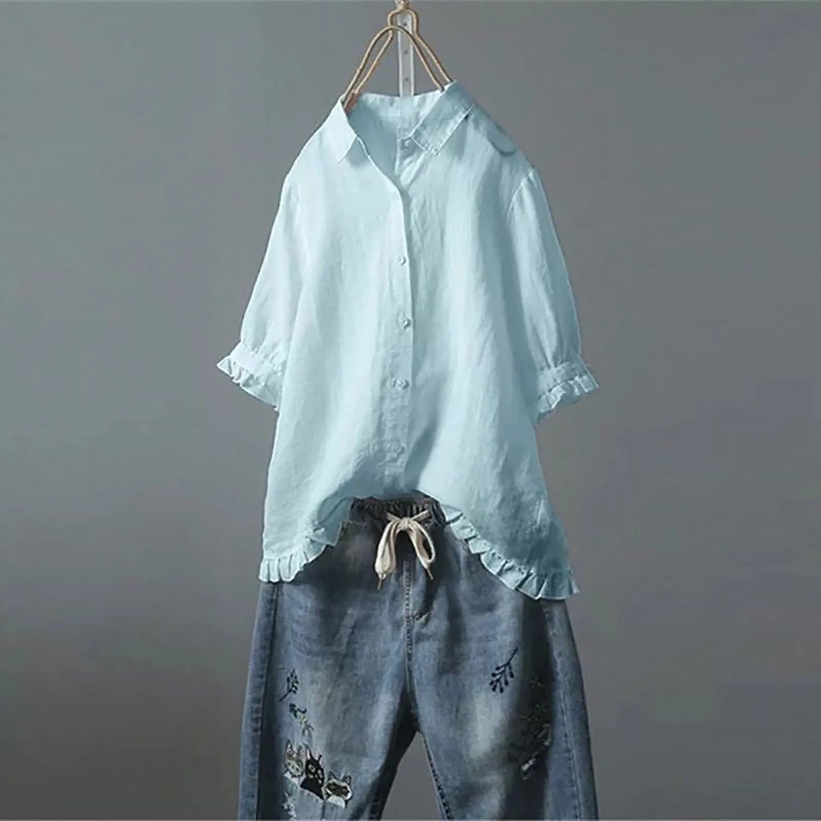 Camicia in Cotone con Volant