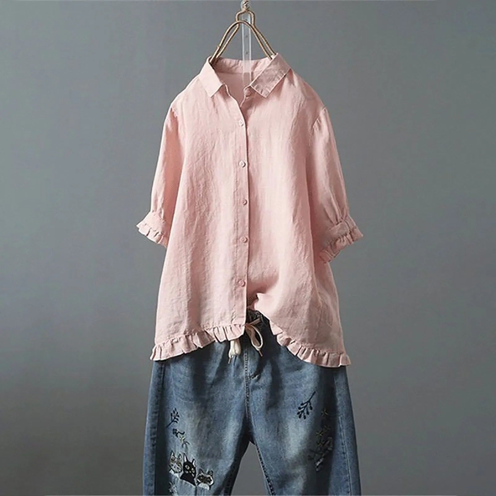 Camicia in Cotone con Volant