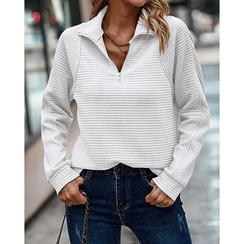 Felpa donna a costine con zip