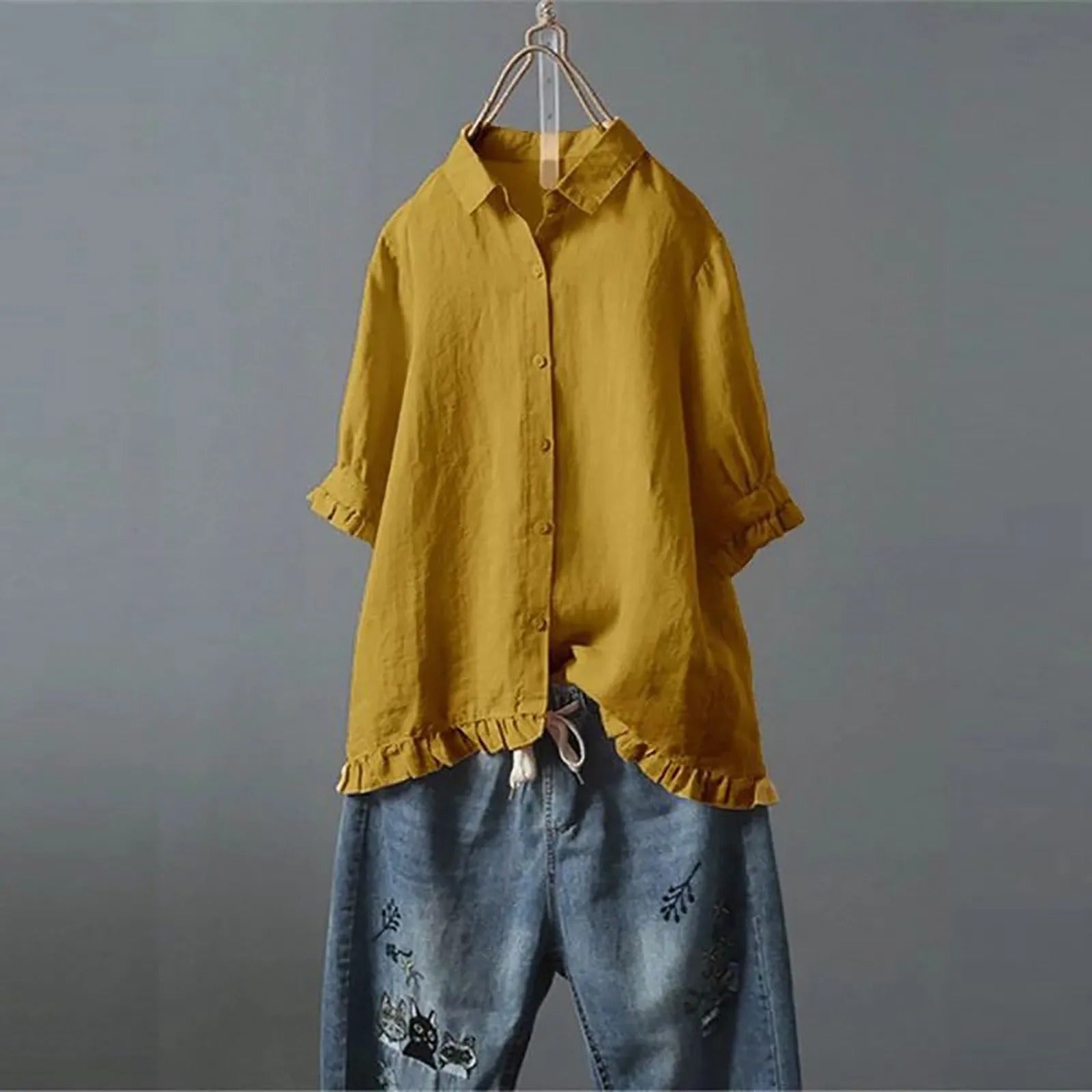 Camicia in Cotone con Volant