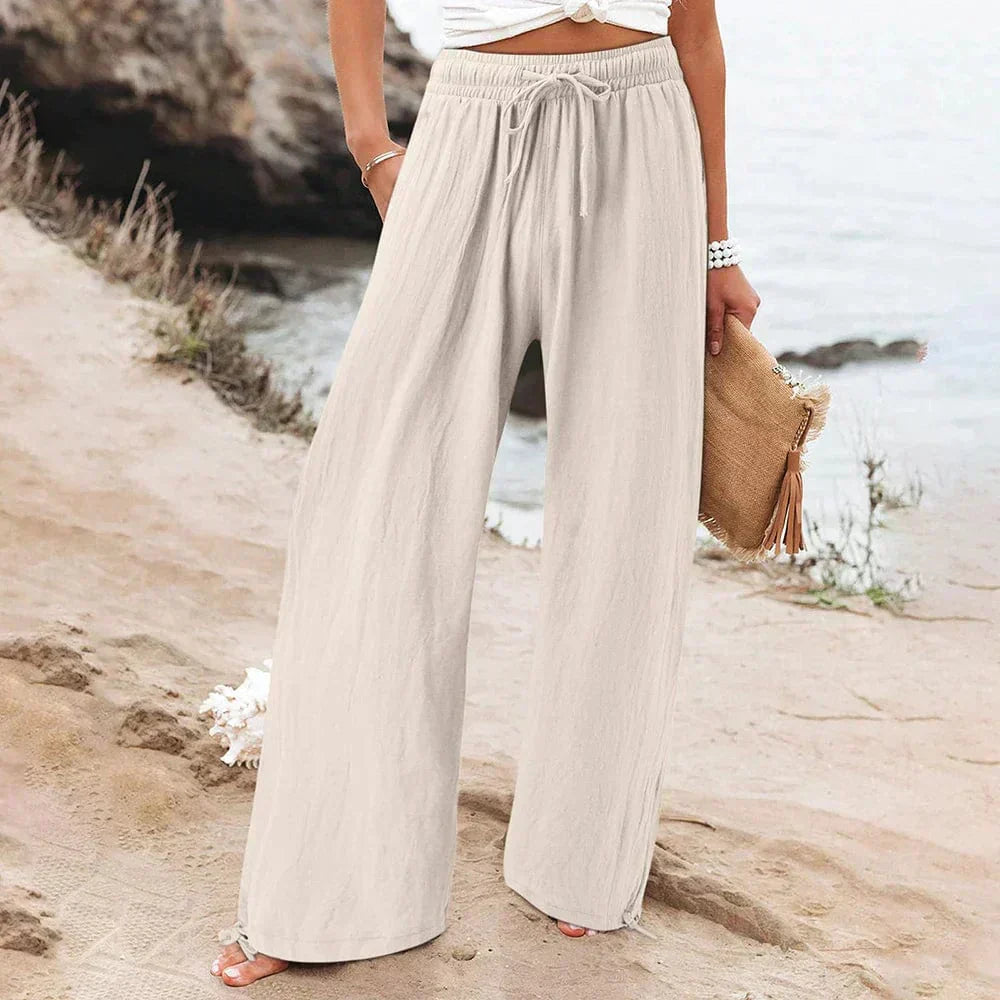 Pantaloni Palazzo in Lino | Vita Alta | Stile Casual Chic