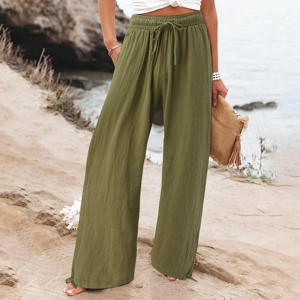 Pantaloni Palazzo in Lino | Vita Alta | Stile Casual Chic
