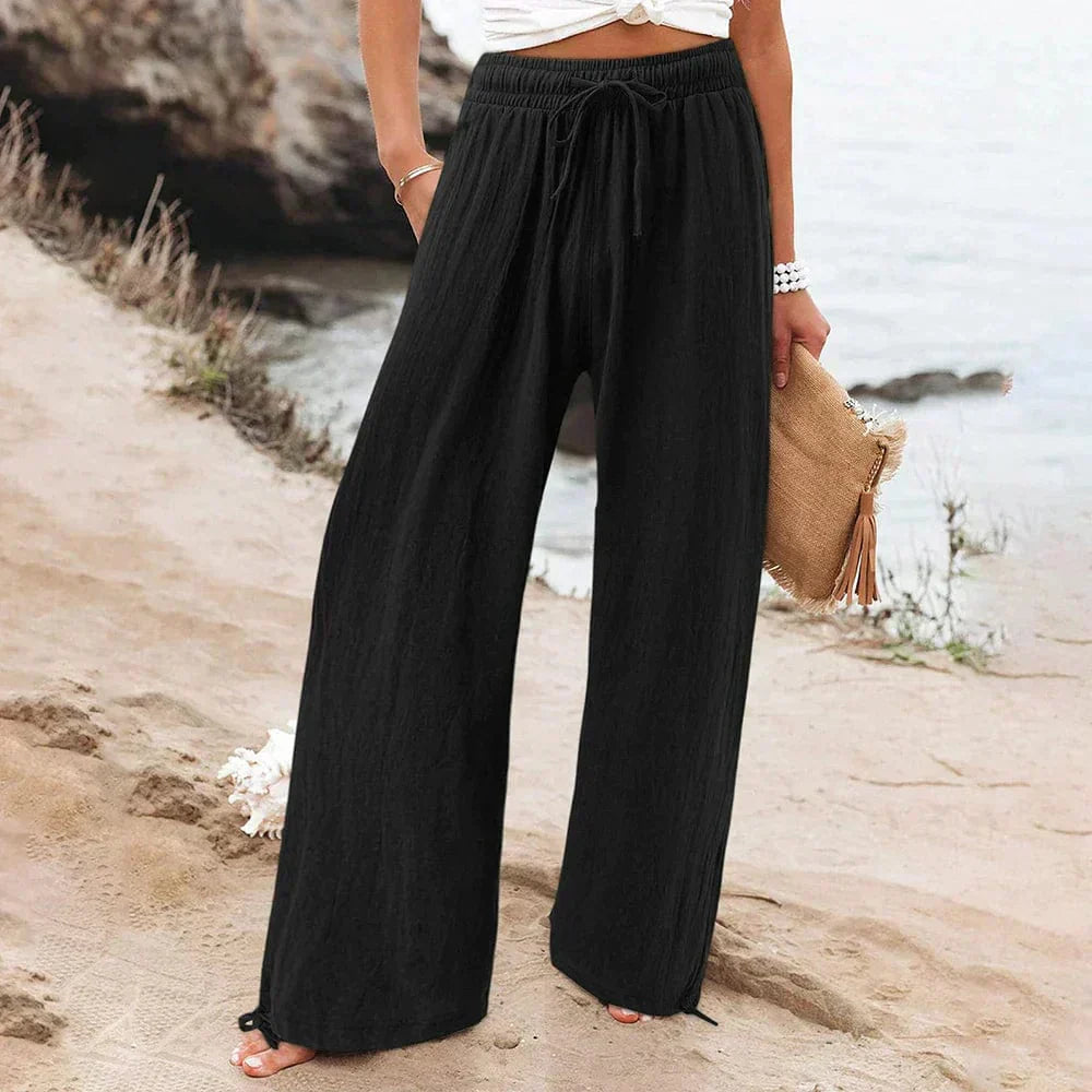 Pantaloni Palazzo in Lino | Vita Alta | Stile Casual Chic