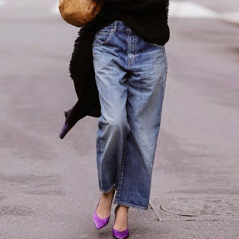 Jeans a Gamba Larga | Vita Alta | Stile Casual e Moderno