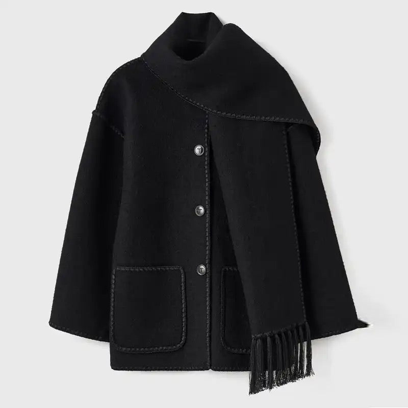 Cappotto con Sciarpa Integrata | Lana Mista | Caldo e Sofisticato