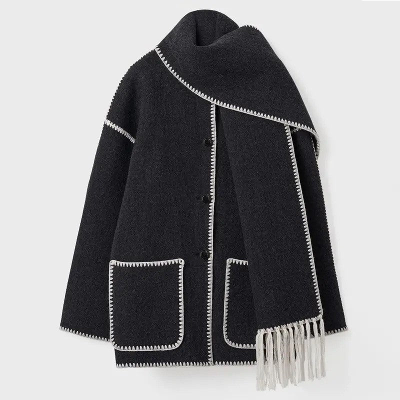 Cappotto con Sciarpa Integrata | Lana Mista | Caldo e Sofisticato