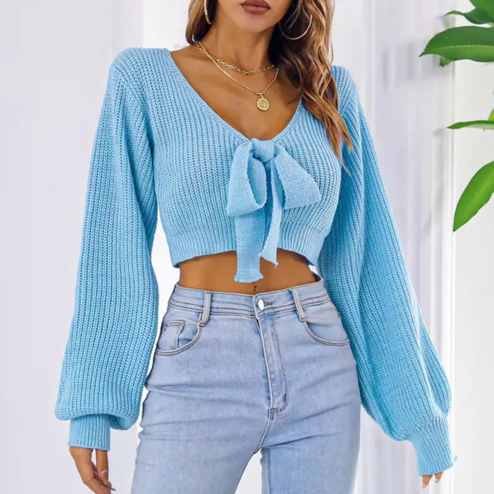 Cardigan Cropped con Fiocco | Lavorato a Maglia | Femminile e Trendy