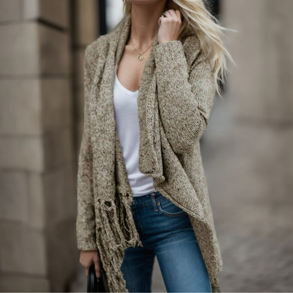 Cardigan Lungo Donna | Design Asimmetrico | Morbido e Chic