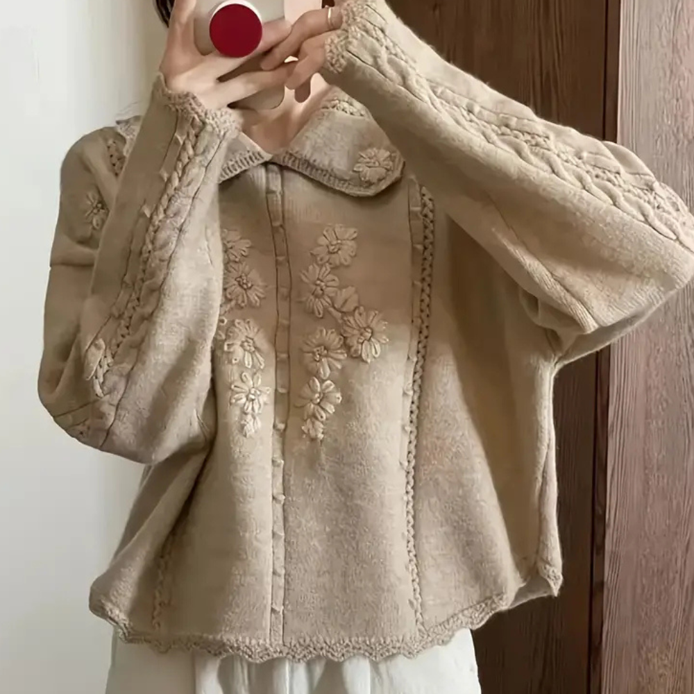 Maglione Ricamato | Lavorato a Maglia | Elegante e Romantico