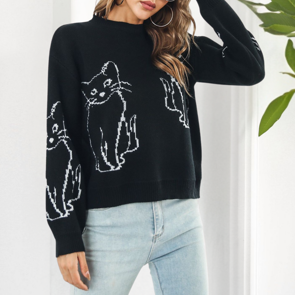Maglione con Gatti | Lavorato a Maglia | Morbido e Originale