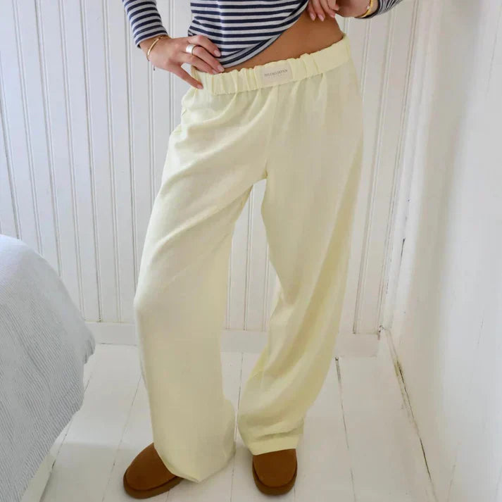 Pantaloni Larghi in Cotone | Vita Elasticizzata | Look Casual Comodo