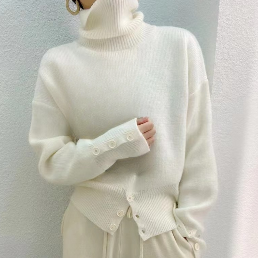 Maglione a Collo Alto con Orlo Asimmetrico | Morbido e Trendy | Perfetto per l’Inverno