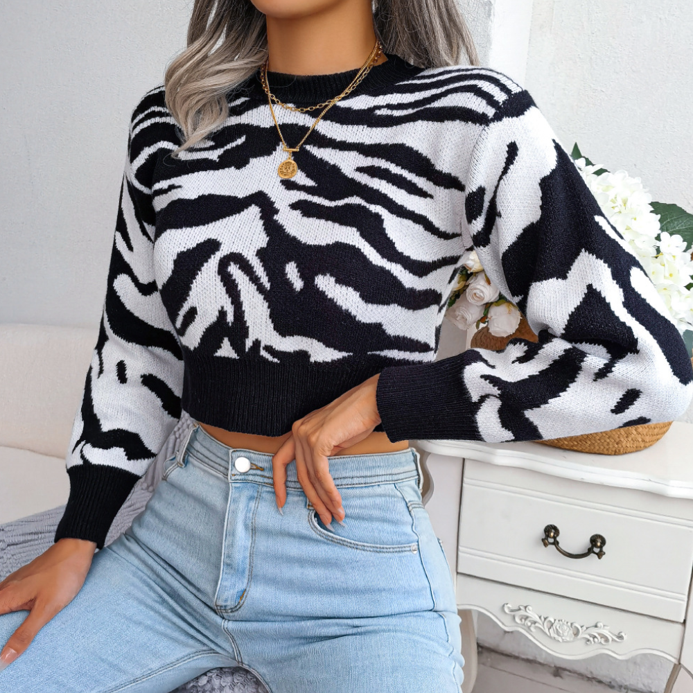 Maglione Zebrato Cropped | Moda Italiana | Stile Unico