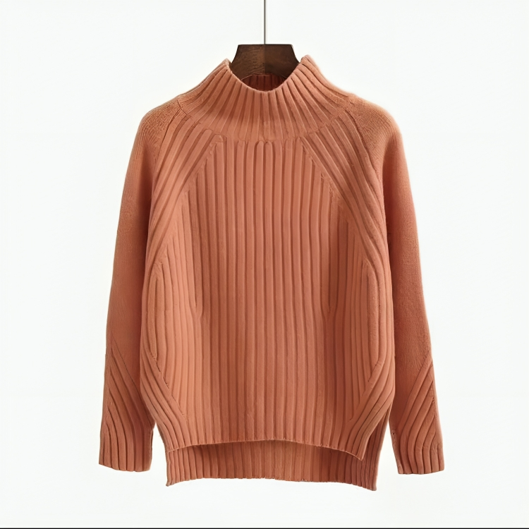 Maglione a Collo Alto a Coste