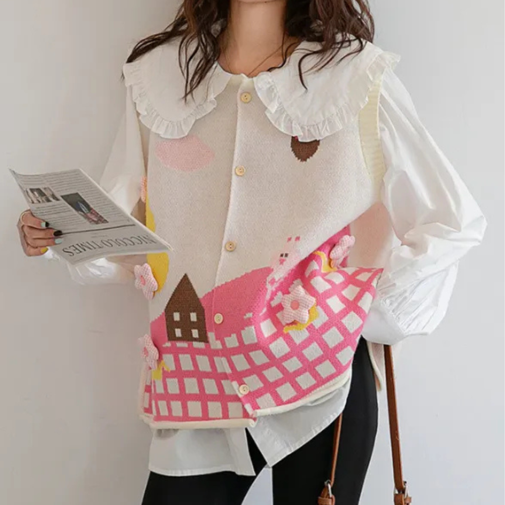 Gilet Kawaii Donna | Stampa Fiabesca | Morbido e Romantico