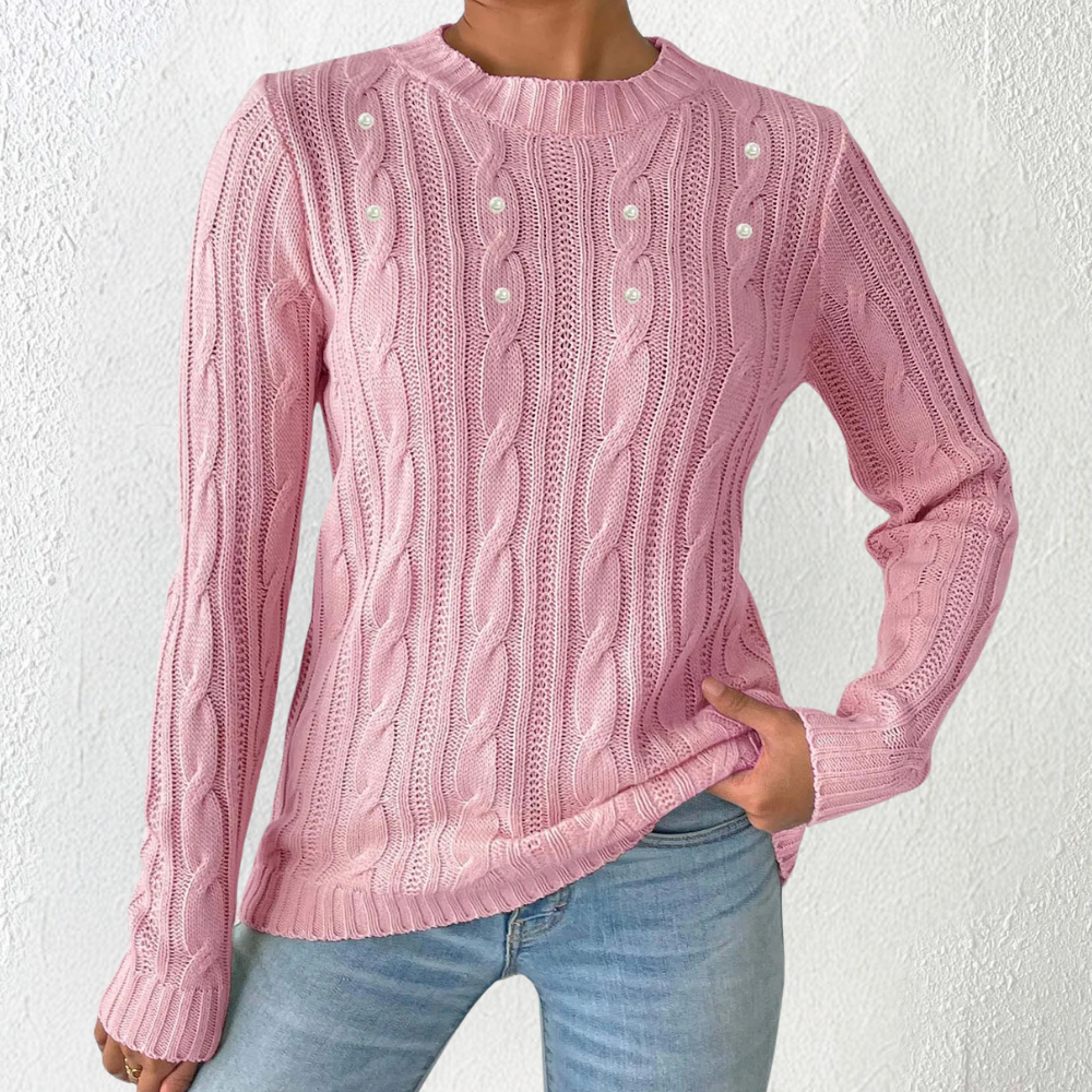 Maglione a Trecce con Perle | Elegante e Morbido | Perfetto per un Look Chic