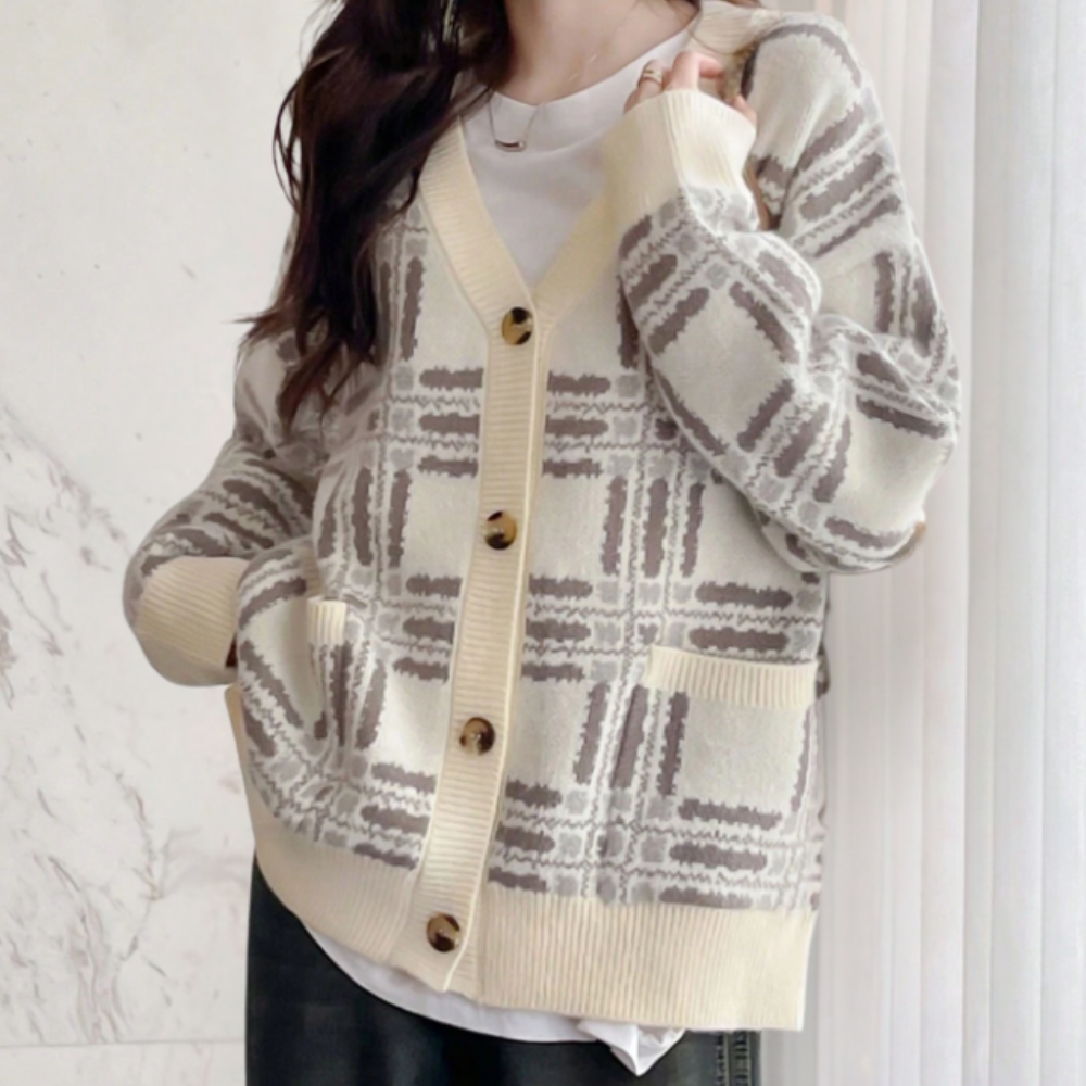 Cardigan Oversize | Motivo Geometrico | Morbido & Chic