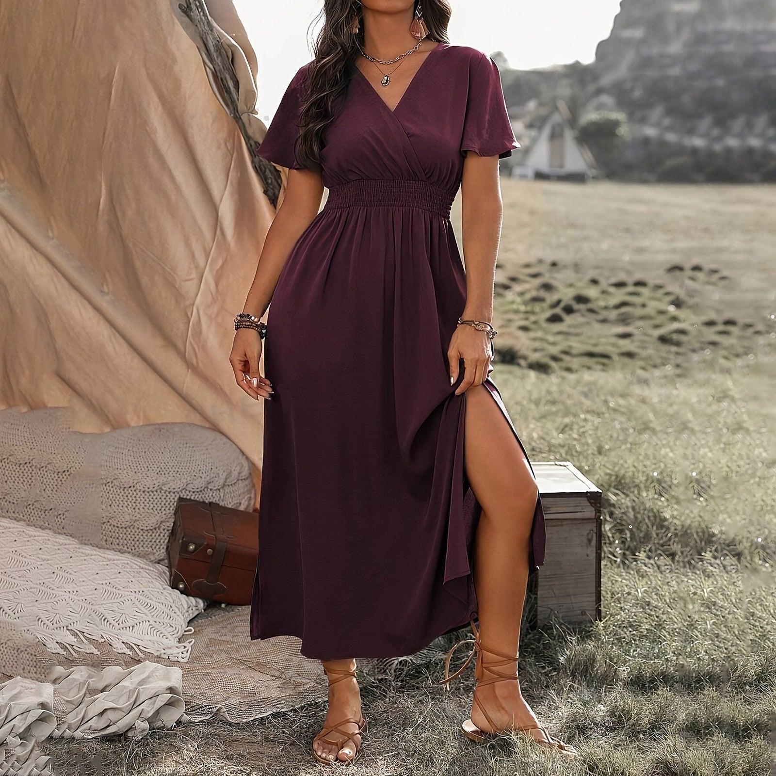 Abito Lungo con Spacco | Eleganza Casual | Perfetto per Look Versatili e Raffinati
