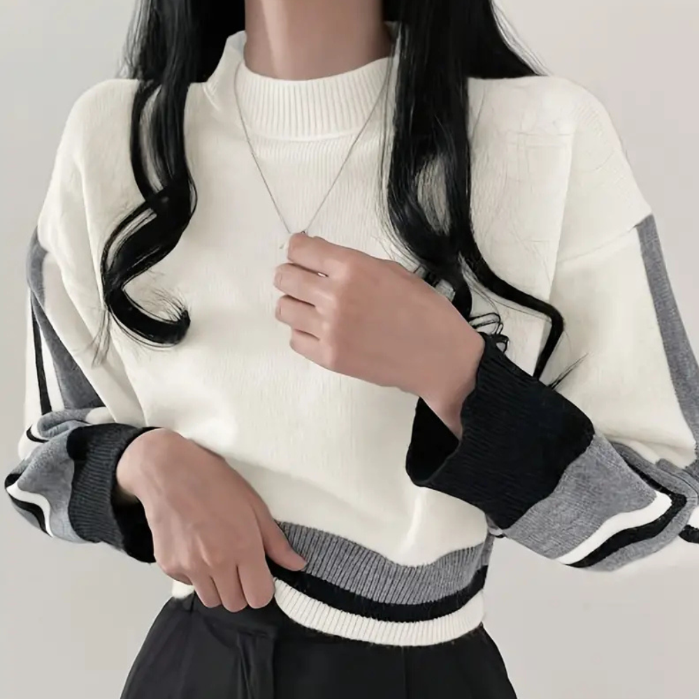 Maglione Corto a Contrasto | Stile Moderno | Morbido e Trendy