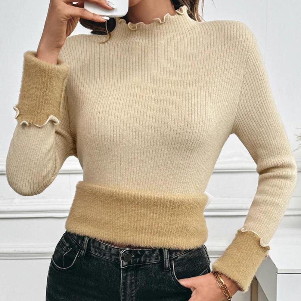 Maglione Aderente Donna | Collo Alto Smerlato | Morbido ed Elegante