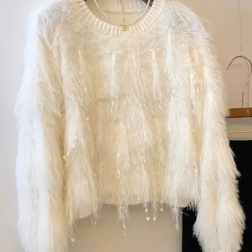 Maglione Peloso con Paillettes | Morbido e Brillante