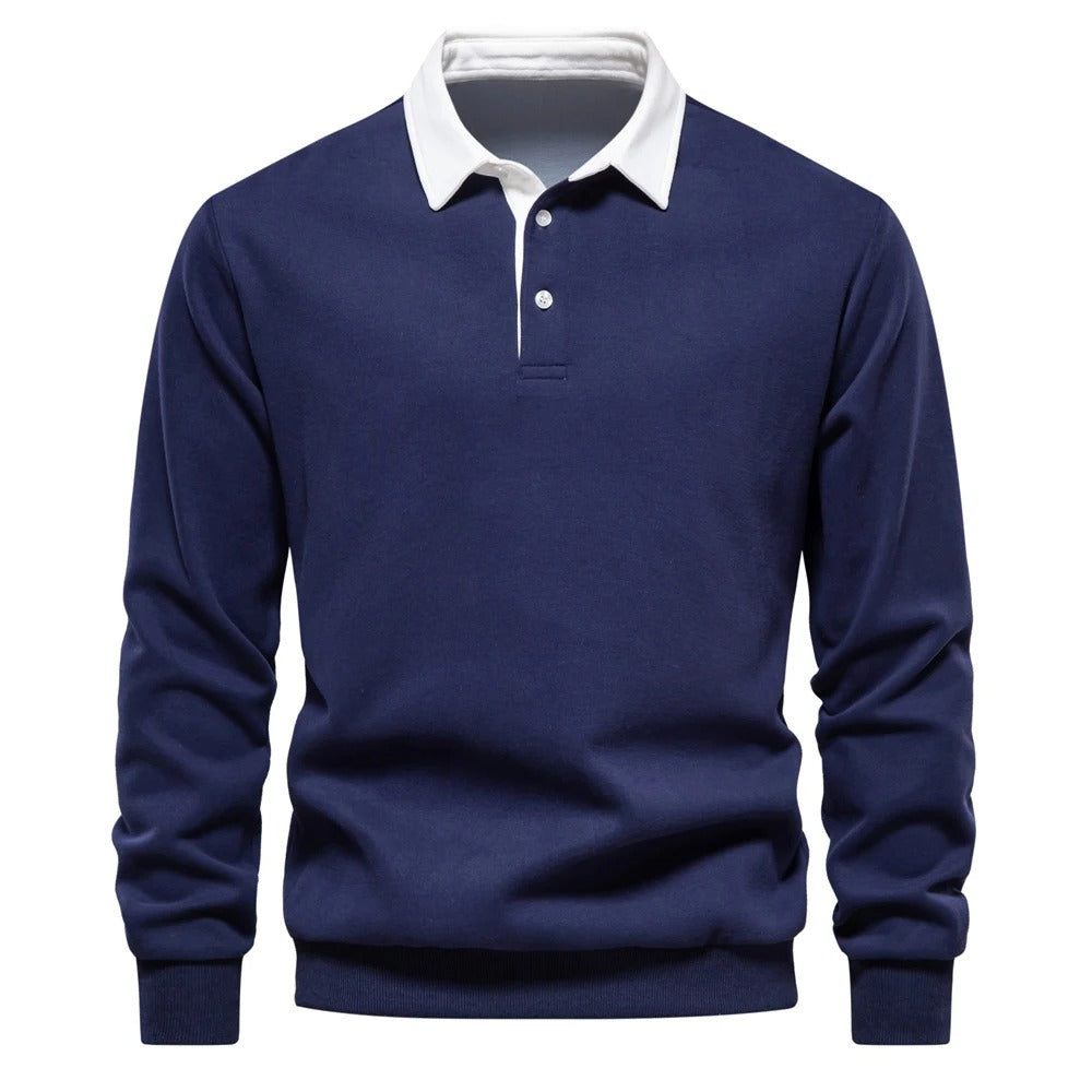 Polo Maniche Lunghe con Colletto a Contrasto