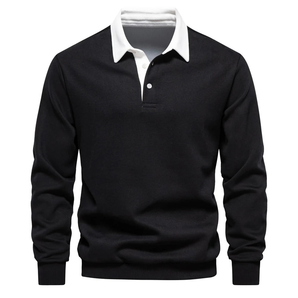 Polo Maniche Lunghe con Colletto a Contrasto