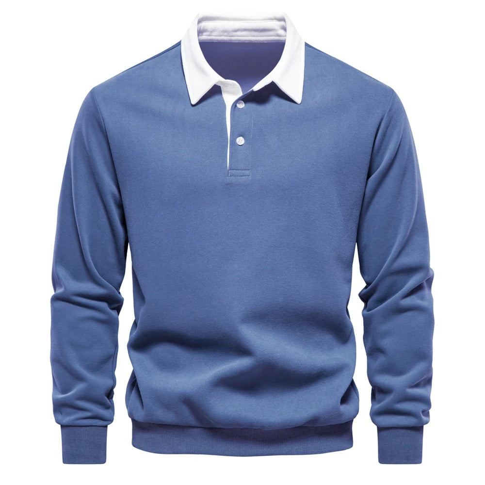 Polo Maniche Lunghe con Colletto a Contrasto