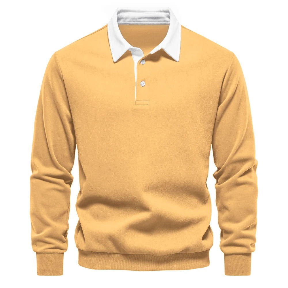 Polo Maniche Lunghe con Colletto a Contrasto