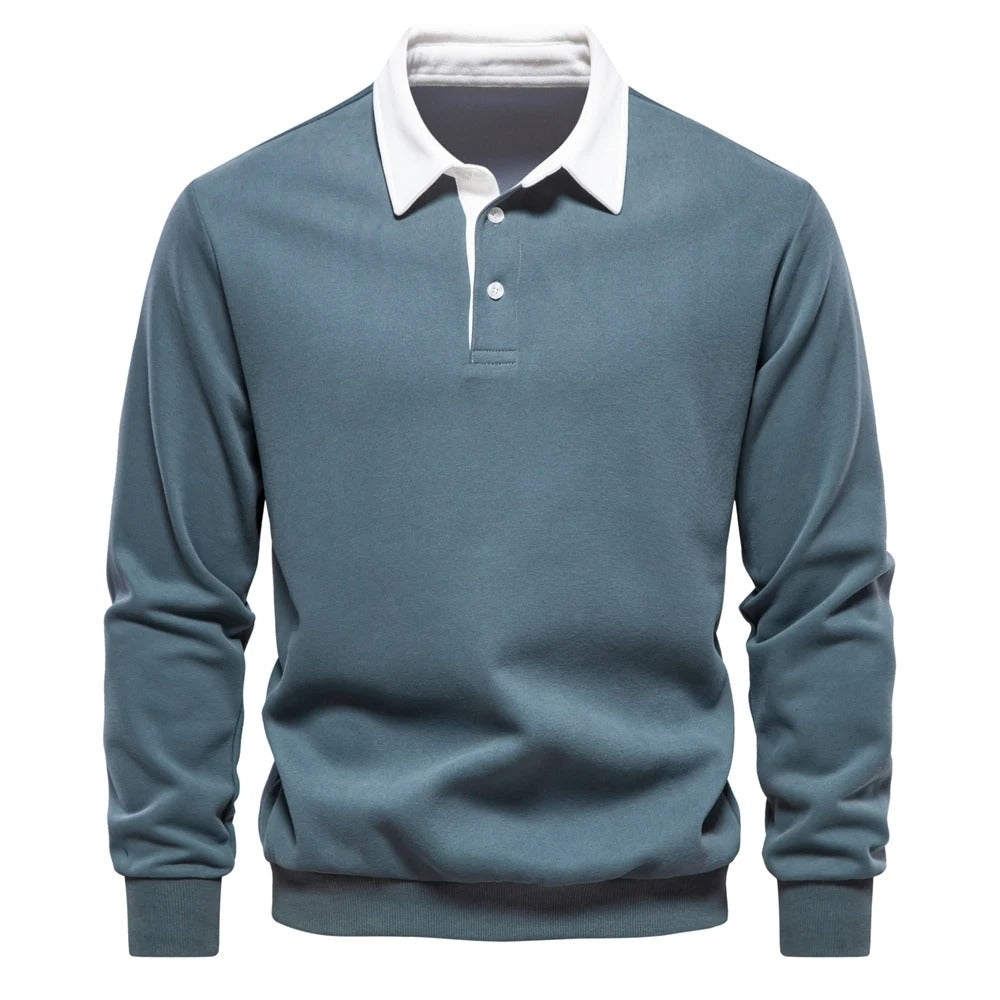 Polo Maniche Lunghe con Colletto a Contrasto