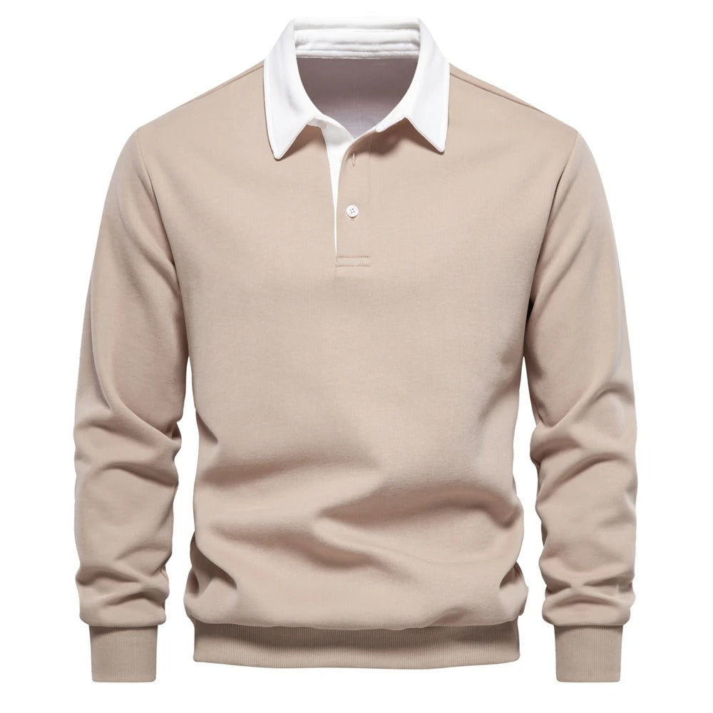 Polo Maniche Lunghe con Colletto a Contrasto