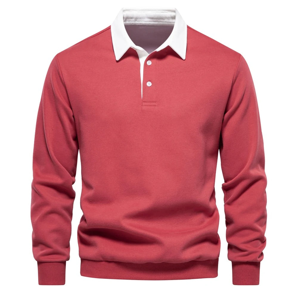 Polo Maniche Lunghe con Colletto a Contrasto