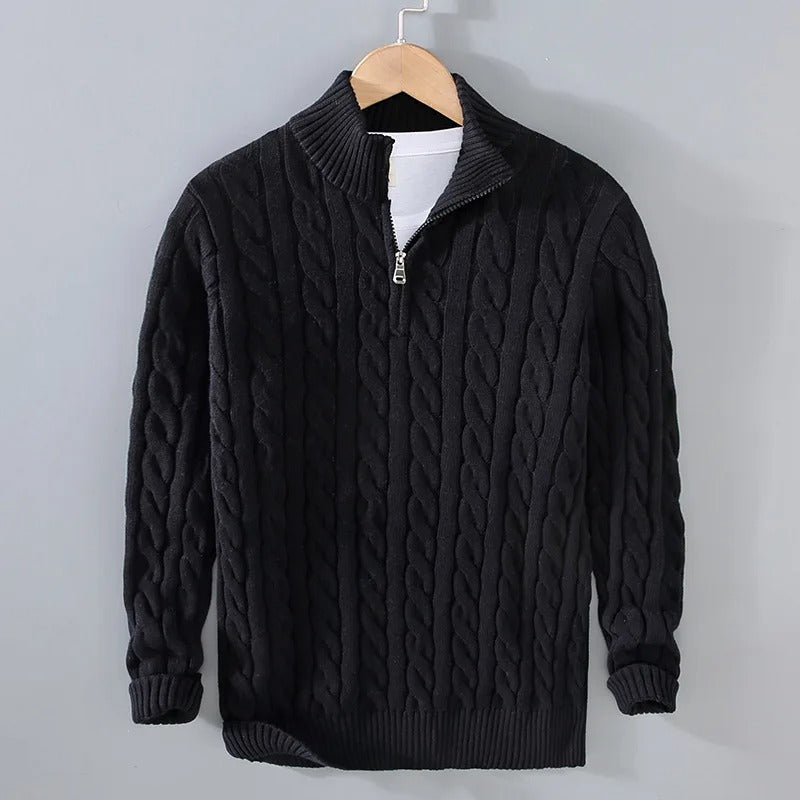 Pullover trecce con mezza zip