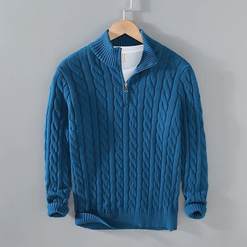 Pullover trecce con mezza zip