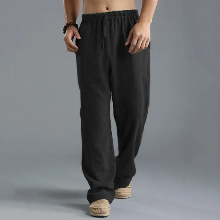 Pantaloni in lino a gamba larga