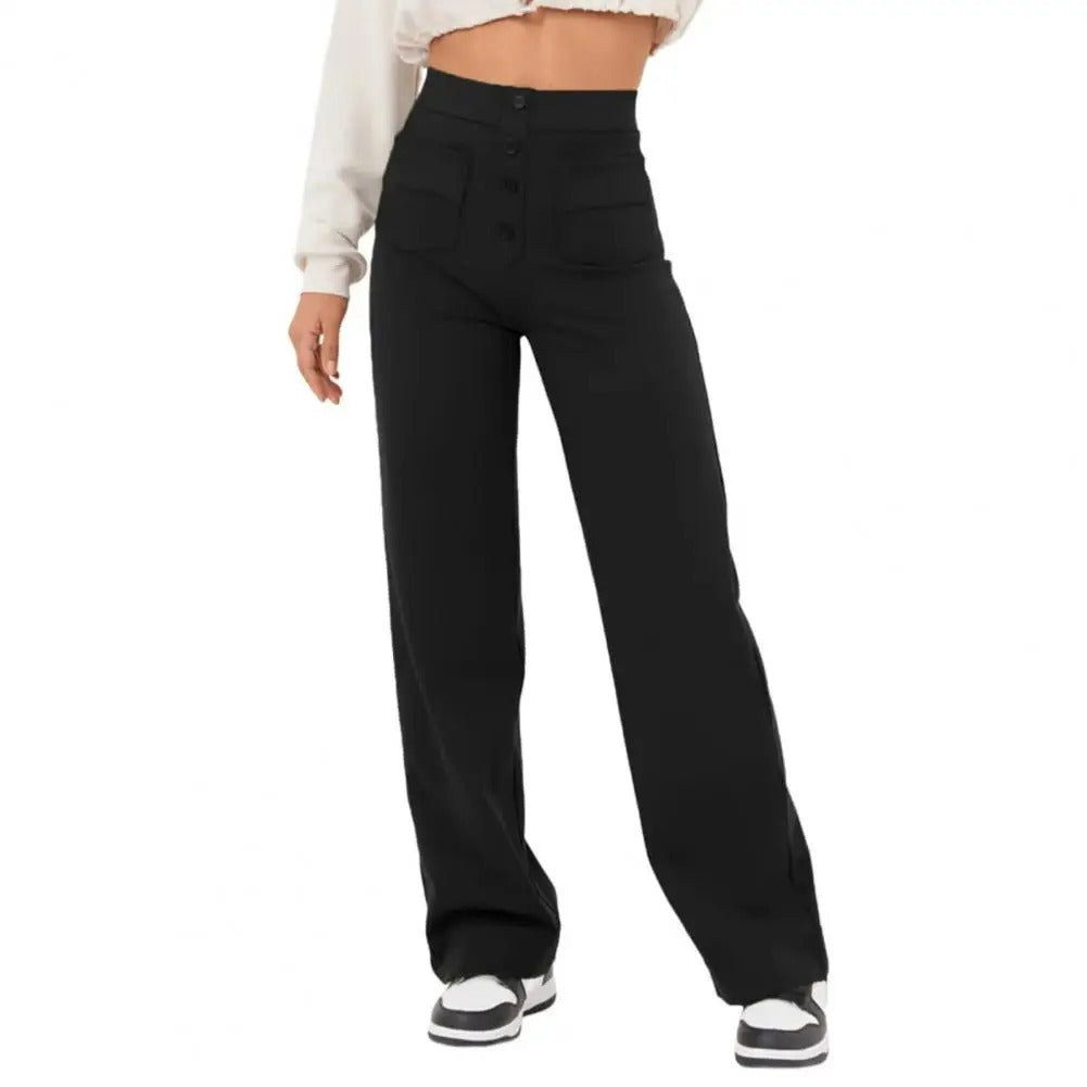 Pantaloni Vita Alta con Tasche