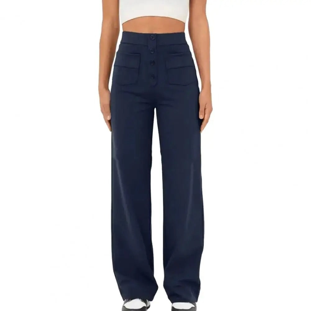 Pantaloni Vita Alta con Tasche