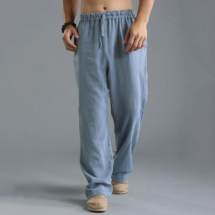 Pantaloni in lino a gamba larga