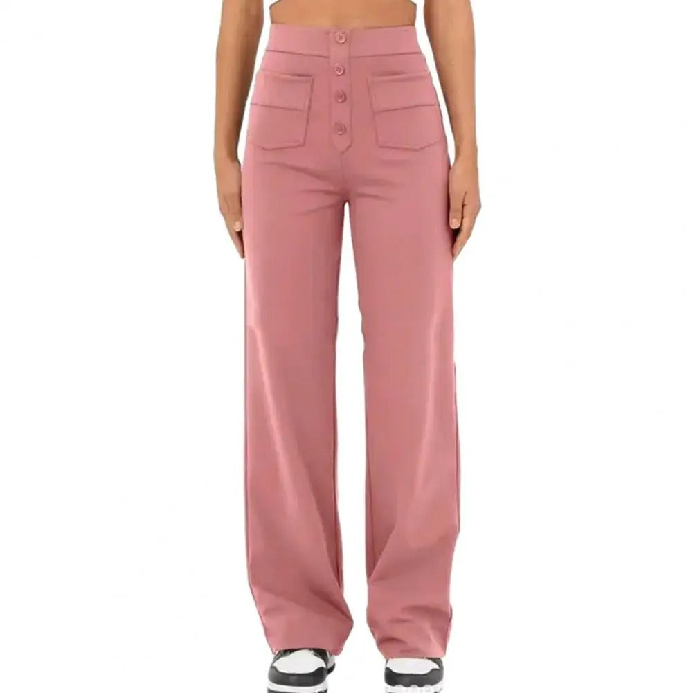 Pantaloni Vita Alta con Tasche