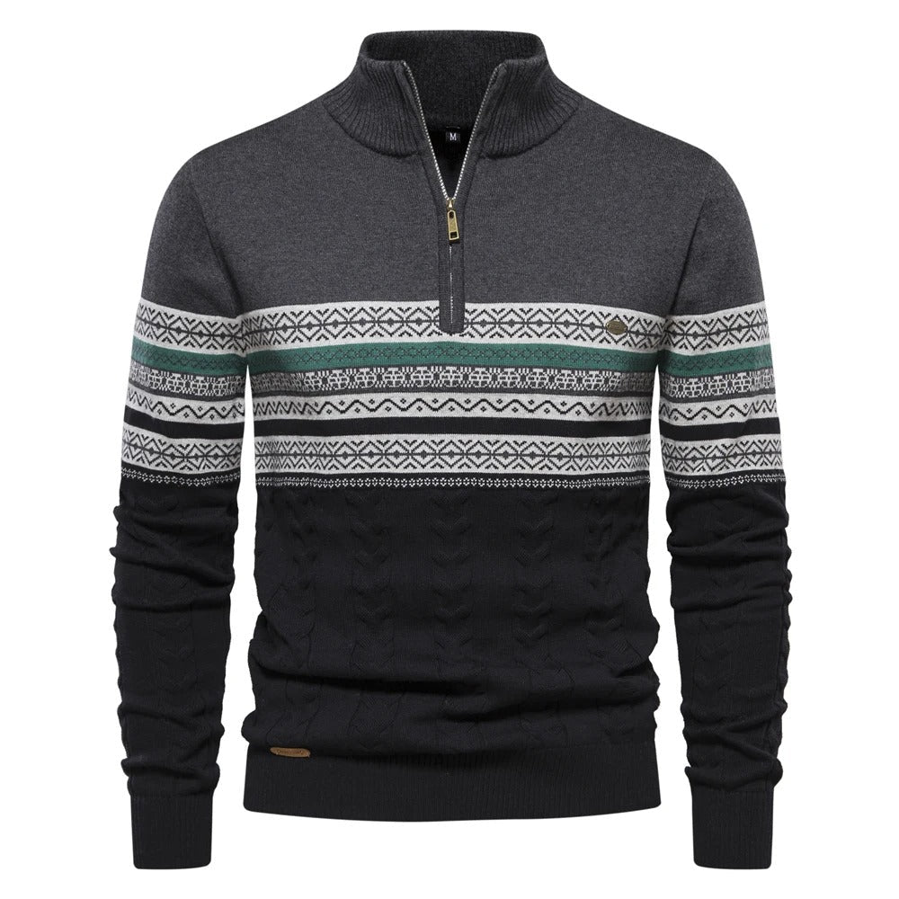 Pullover jacquard con zip