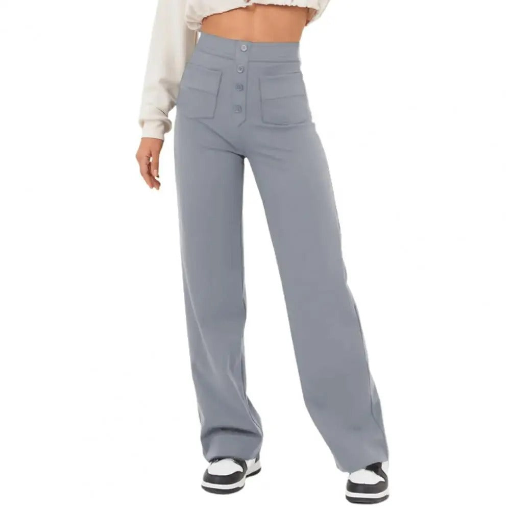 Pantaloni Vita Alta con Tasche