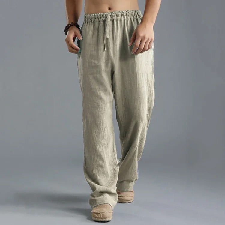 Pantaloni in lino a gamba larga