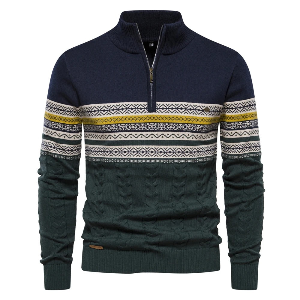 Pullover jacquard con zip