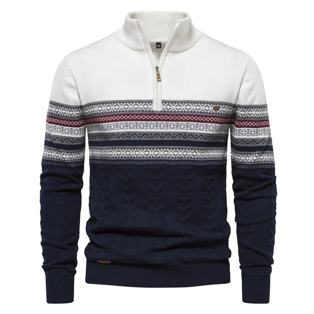 Pullover jacquard con zip