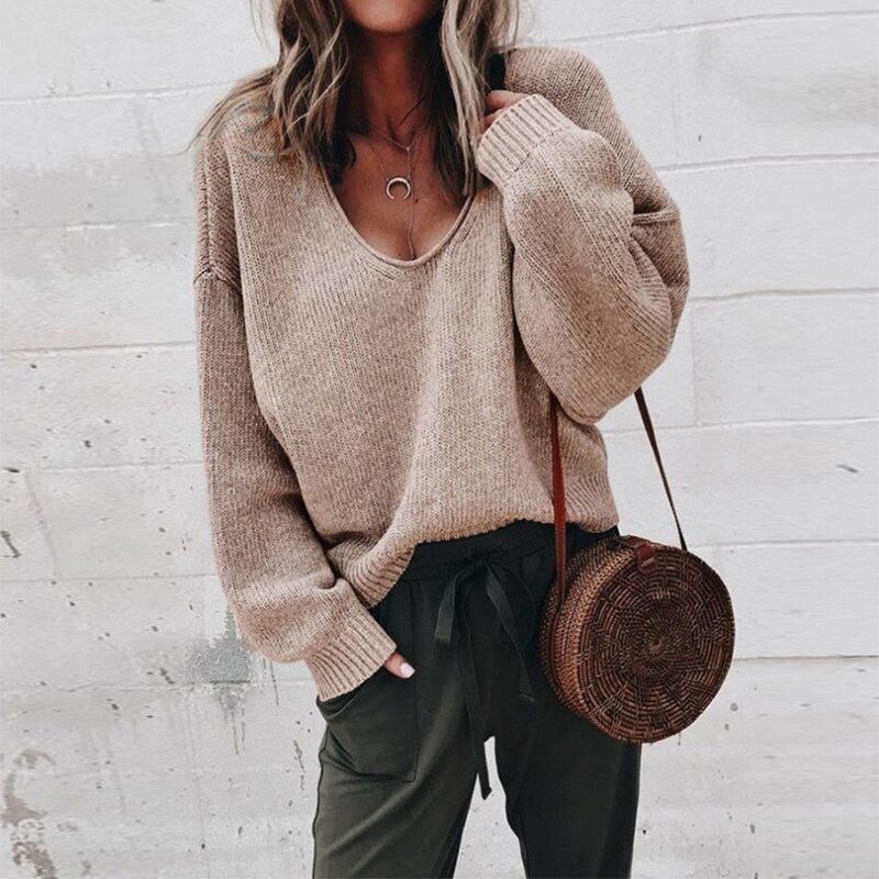 Maglione oversize con scollo a V