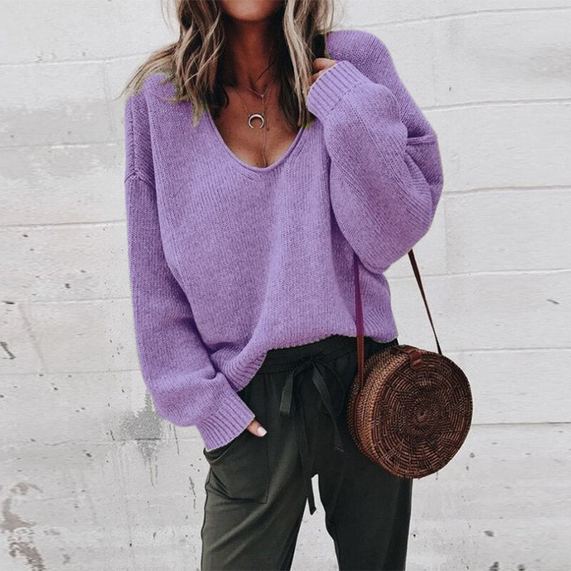 Maglione oversize con scollo a V