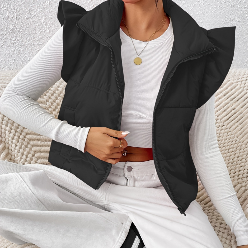 Gilet Piumino con Volant | Imbottito | Femminile e di Tendenza
