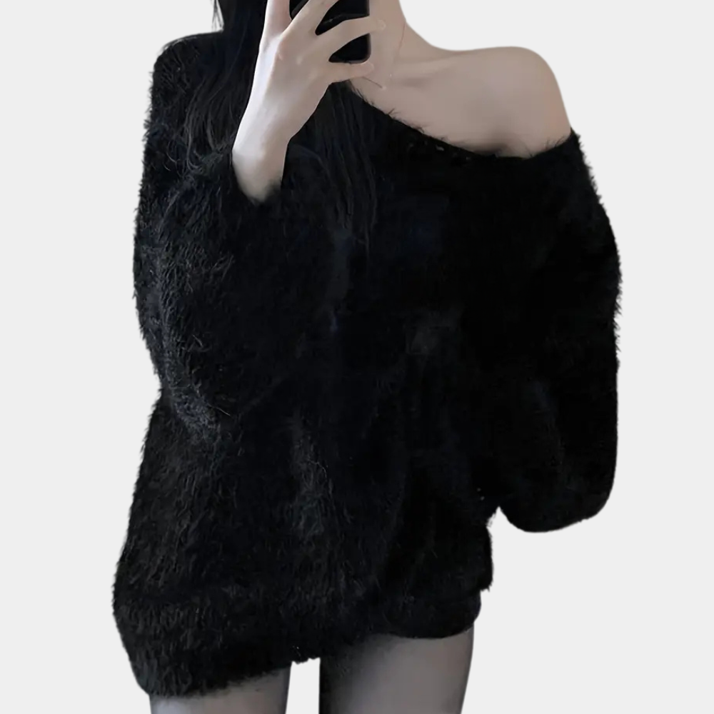 Maglione Peloso | Spalla Scoperta | Morbido e Glamour